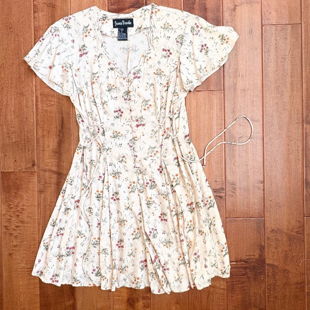 Jamie Brooke Floral Romper Womens M Cream